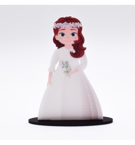 Cake Topper Silueta Niña Pelirroja con ramo