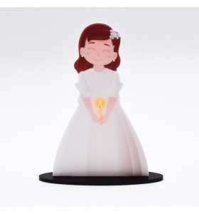 Cake Topper Silueta Niña Pelirroja con vela