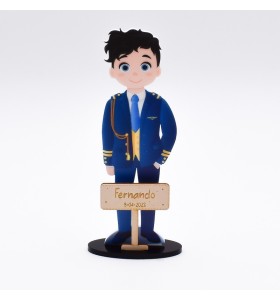 Cake Topper Silueta Niño Almirante azul Personalizado