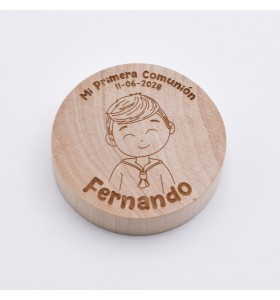 Abrebotellas Madera Niño Comunión Sonriente Personalizado