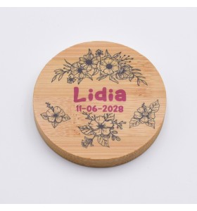 Espejo Madera Flores Comunión Personalizado