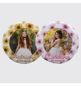 Chapa personalizada con foto flores